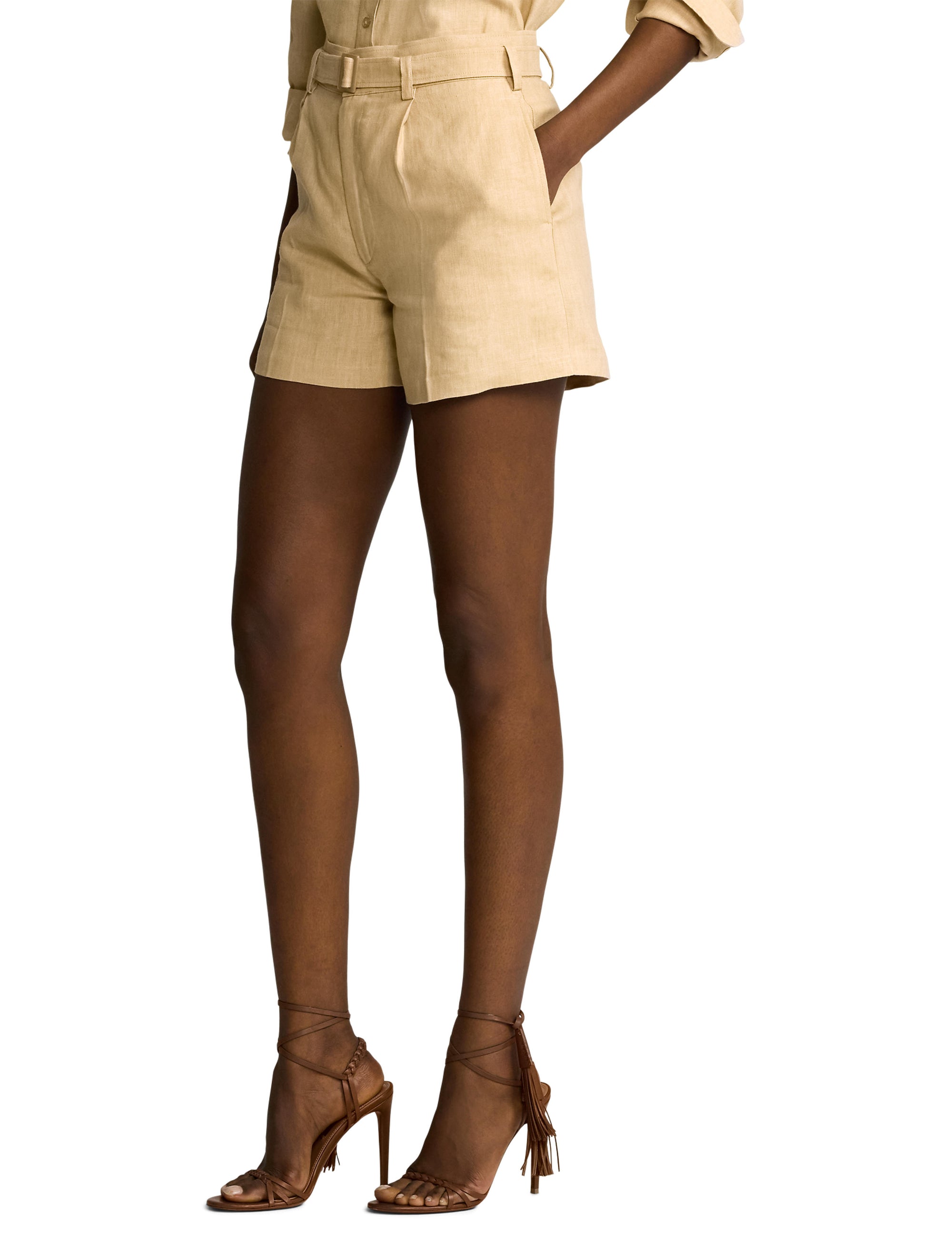 Denise shorts in linen - Light Sand