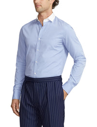 Chemise fil-à-fil avec col en popeline - Blue