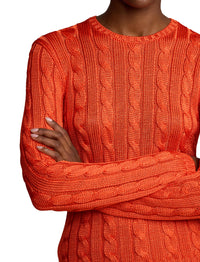 2pcs / NEW // BRIGHT ORANGE PULLOVER LONG SLEEVE LS CN CABLE