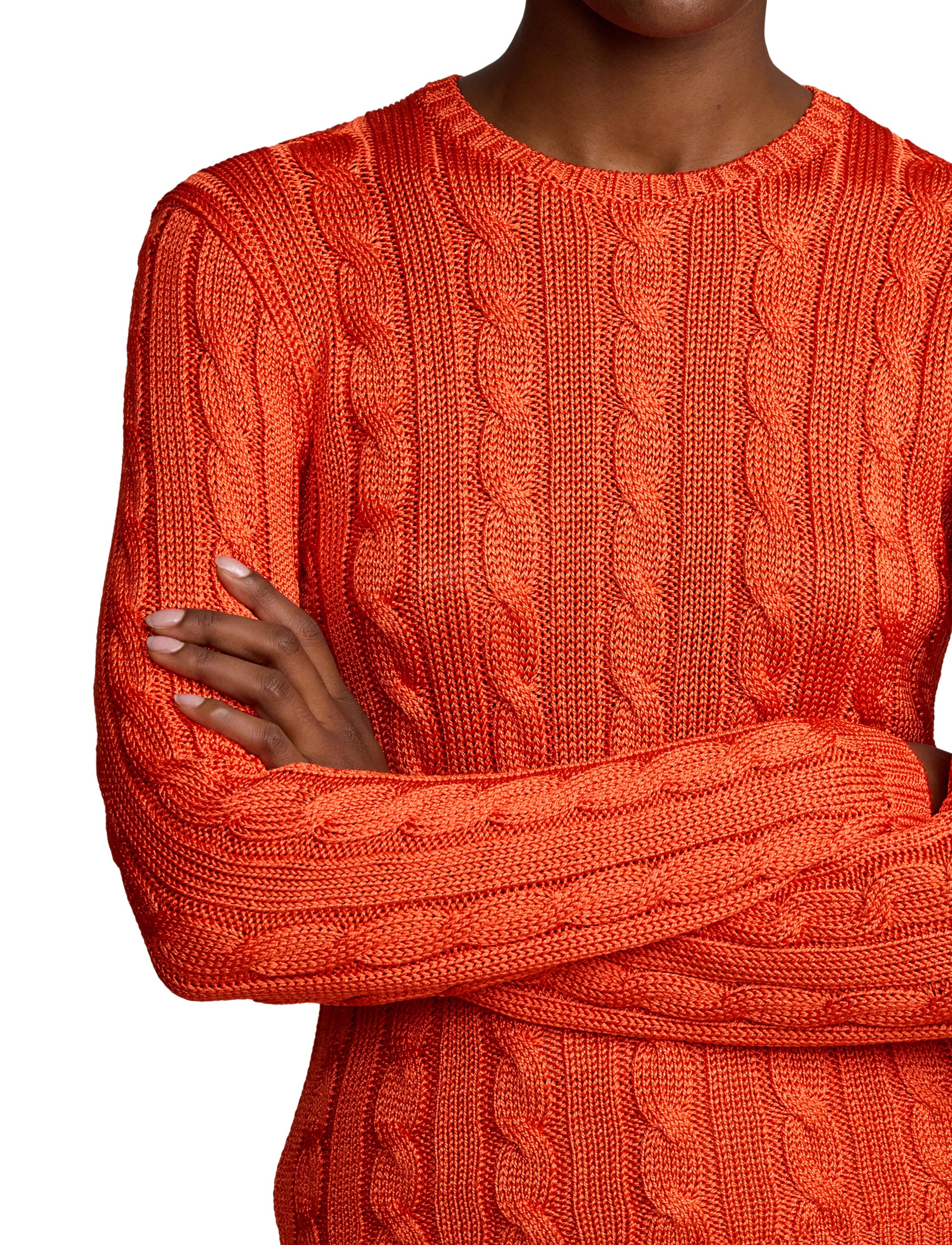 2pcs / NEW // BRIGHT ORANGE PULLOVER LONG SLEEVE LS CN CABLE