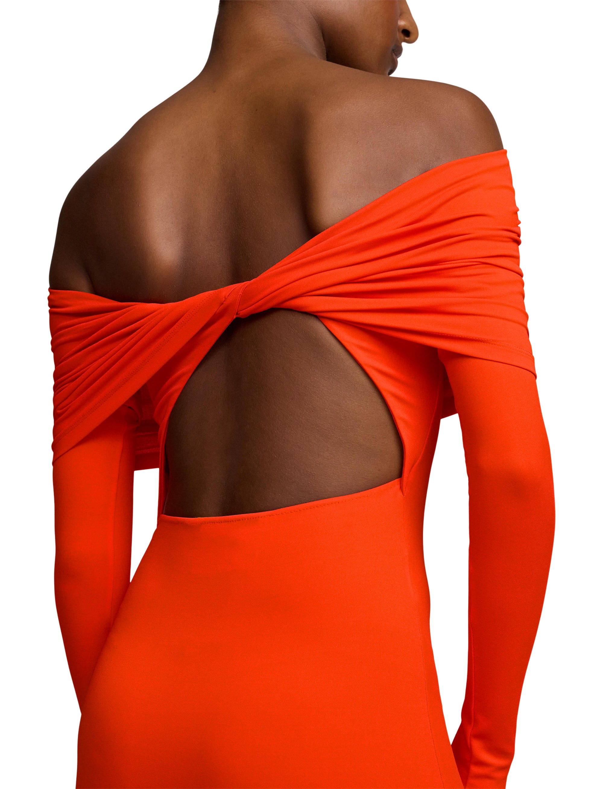 Robe de cocktail épaules dégagées - Bright Orange