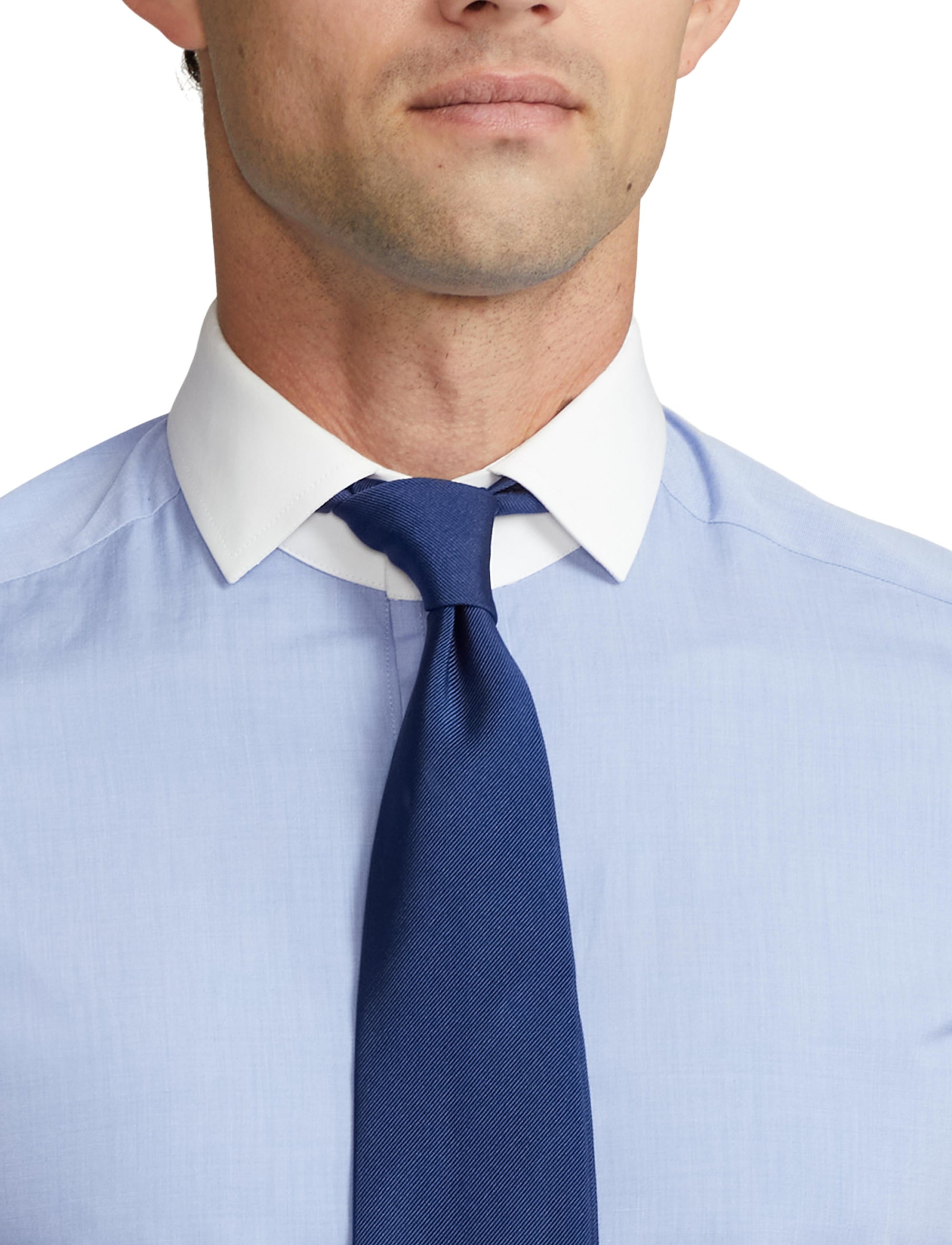 Chemise fil-à-fil avec col en popeline - Blue