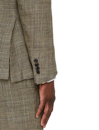 Ralph tartan suit in silk and linen blend - Vintage Cream & Black With Blue Deco
