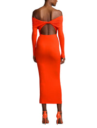Robe de cocktail épaules dégagées - Bright Orange