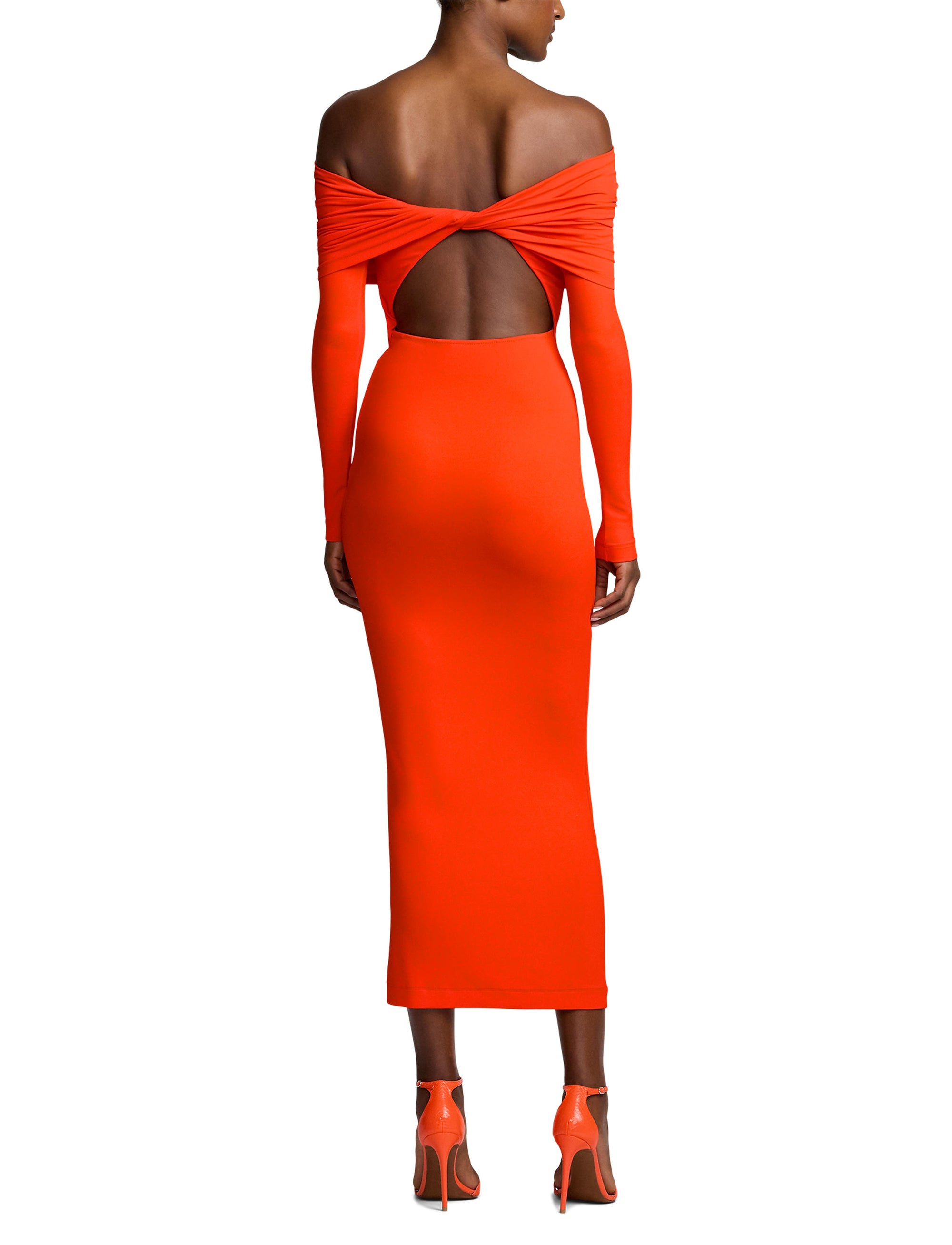 Robe de cocktail épaules dégagées - Bright Orange