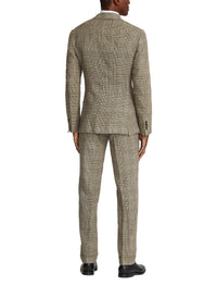 Ralph tartan suit in silk and linen blend - Vintage Cream & Black With Blue Deco