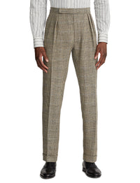 Ralph tartan suit in silk and linen blend - Vintage Cream & Black With Blue Deco