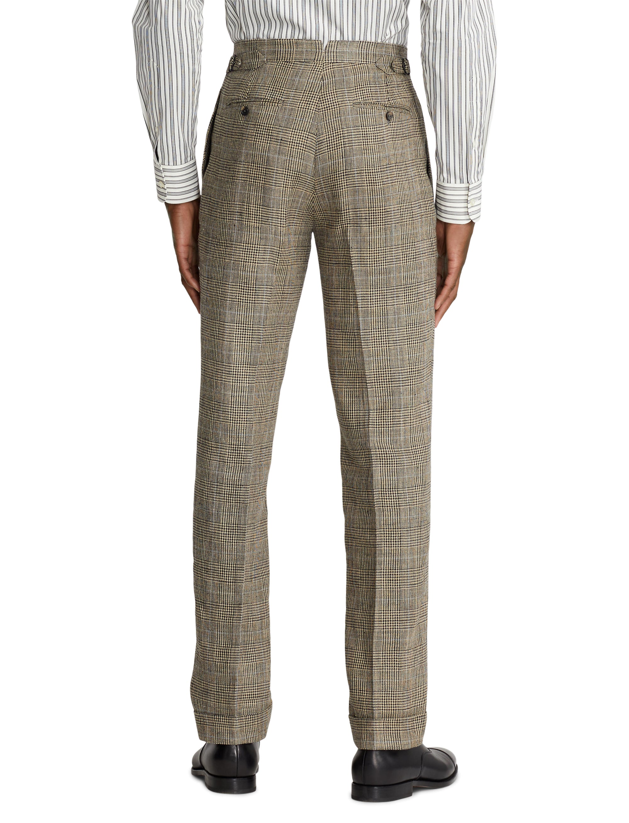 Ralph tartan suit in silk and linen blend - Vintage Cream & Black With Blue Deco