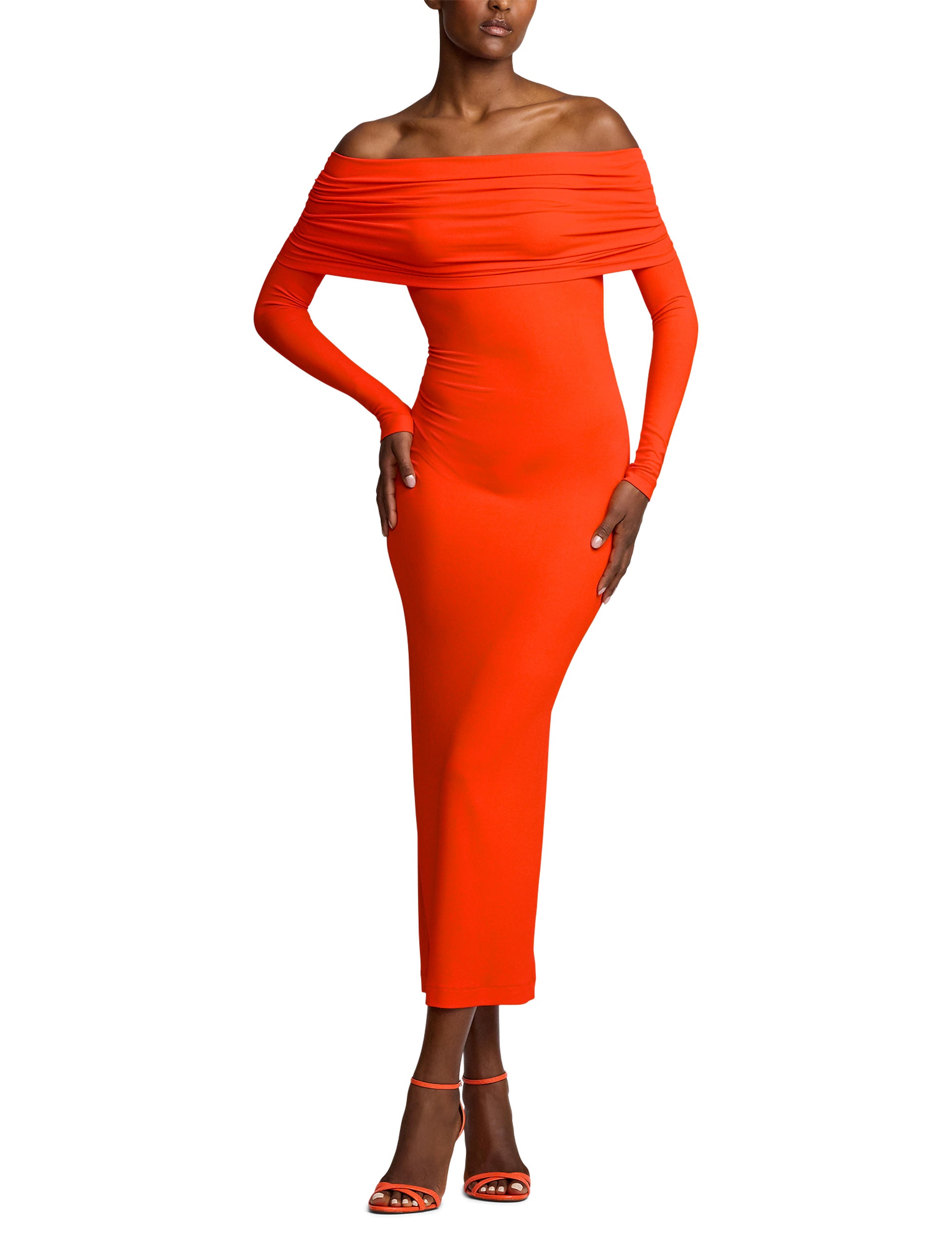 Robe de cocktail épaules dégagées - Bright Orange