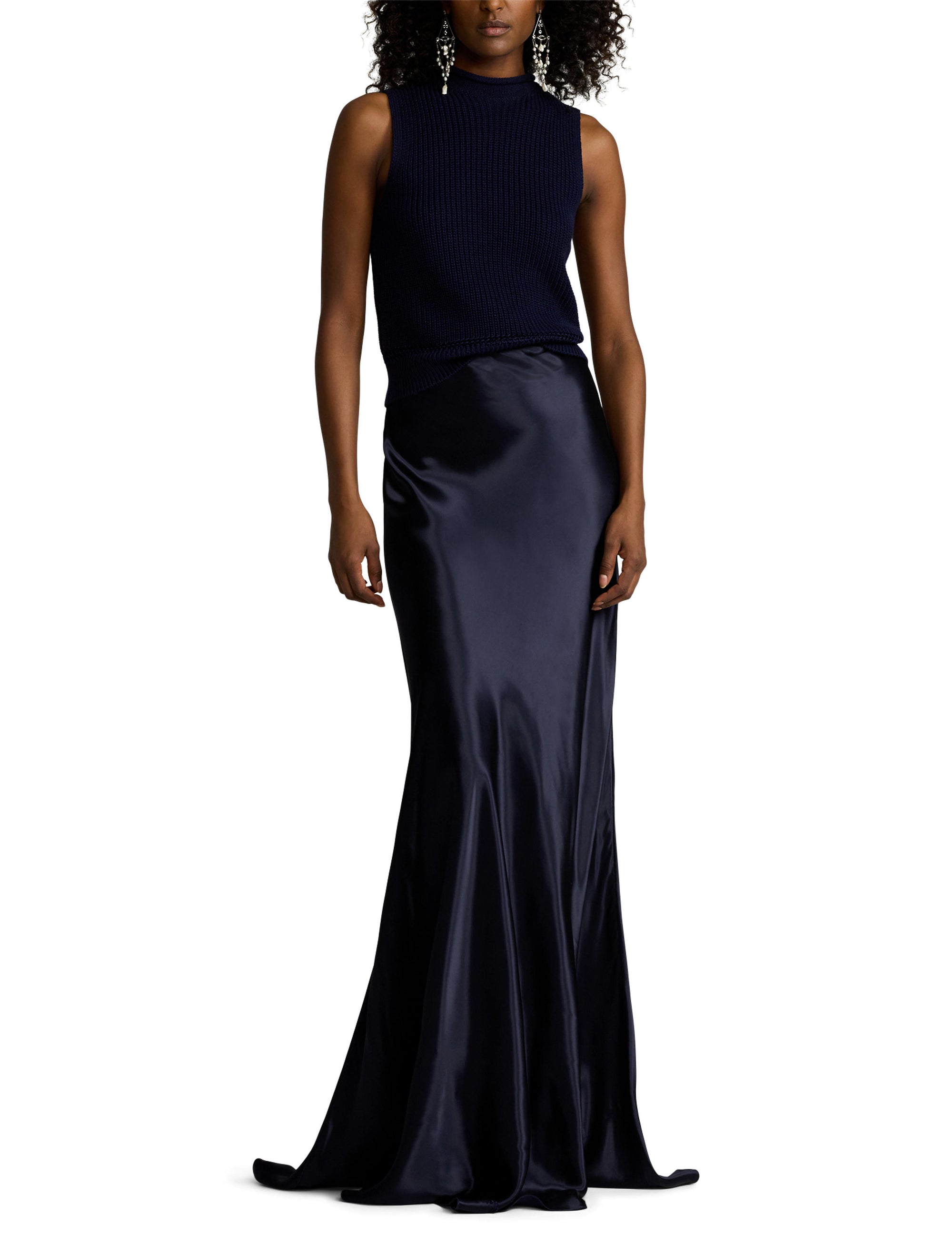 Jupe Masina en charmeuse - Lux Navy