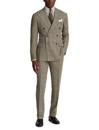 Ralph tartan suit in silk and linen blend - Vintage Cream & Black With Blue Deco