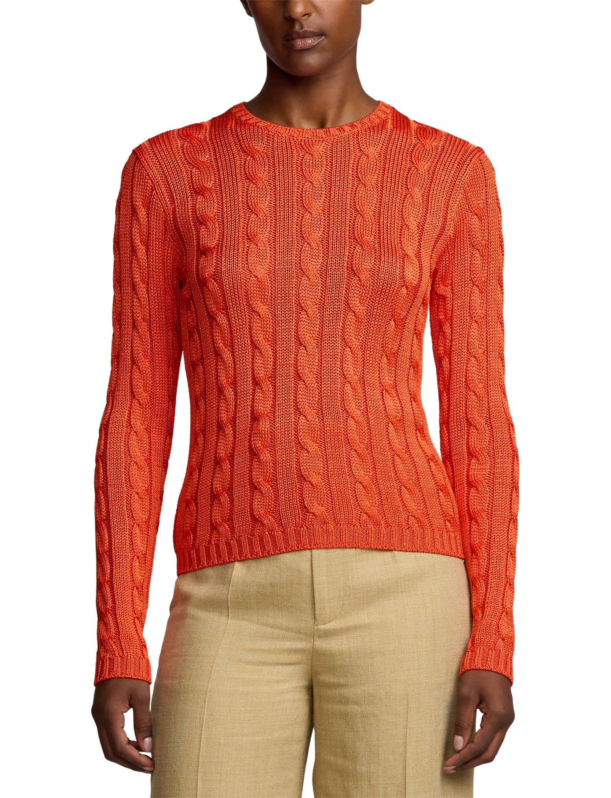2pcs / NEW // BRIGHT ORANGE PULLOVER LONG SLEEVE LS CN CABLE