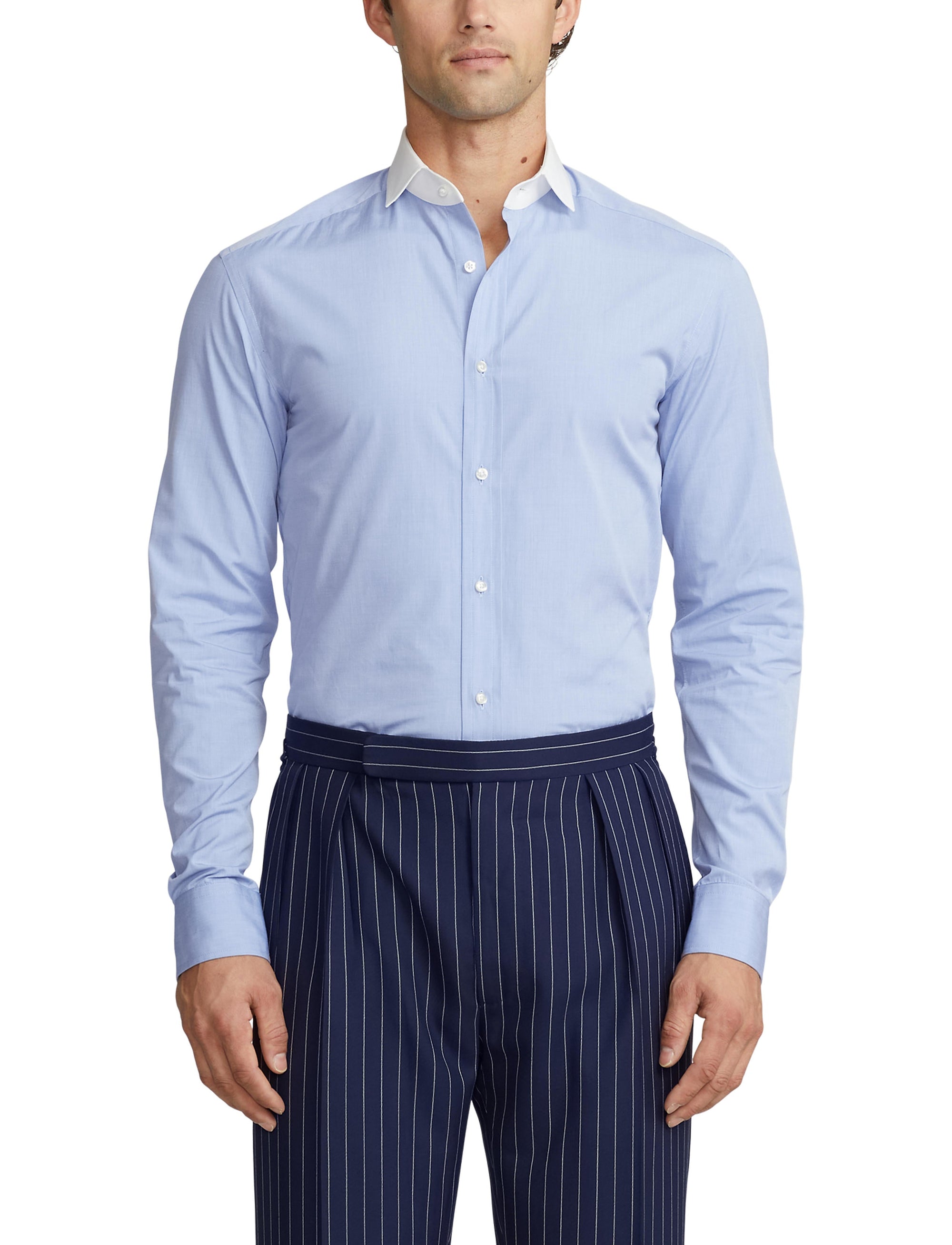 Chemise fil-à-fil avec col en popeline - Blue