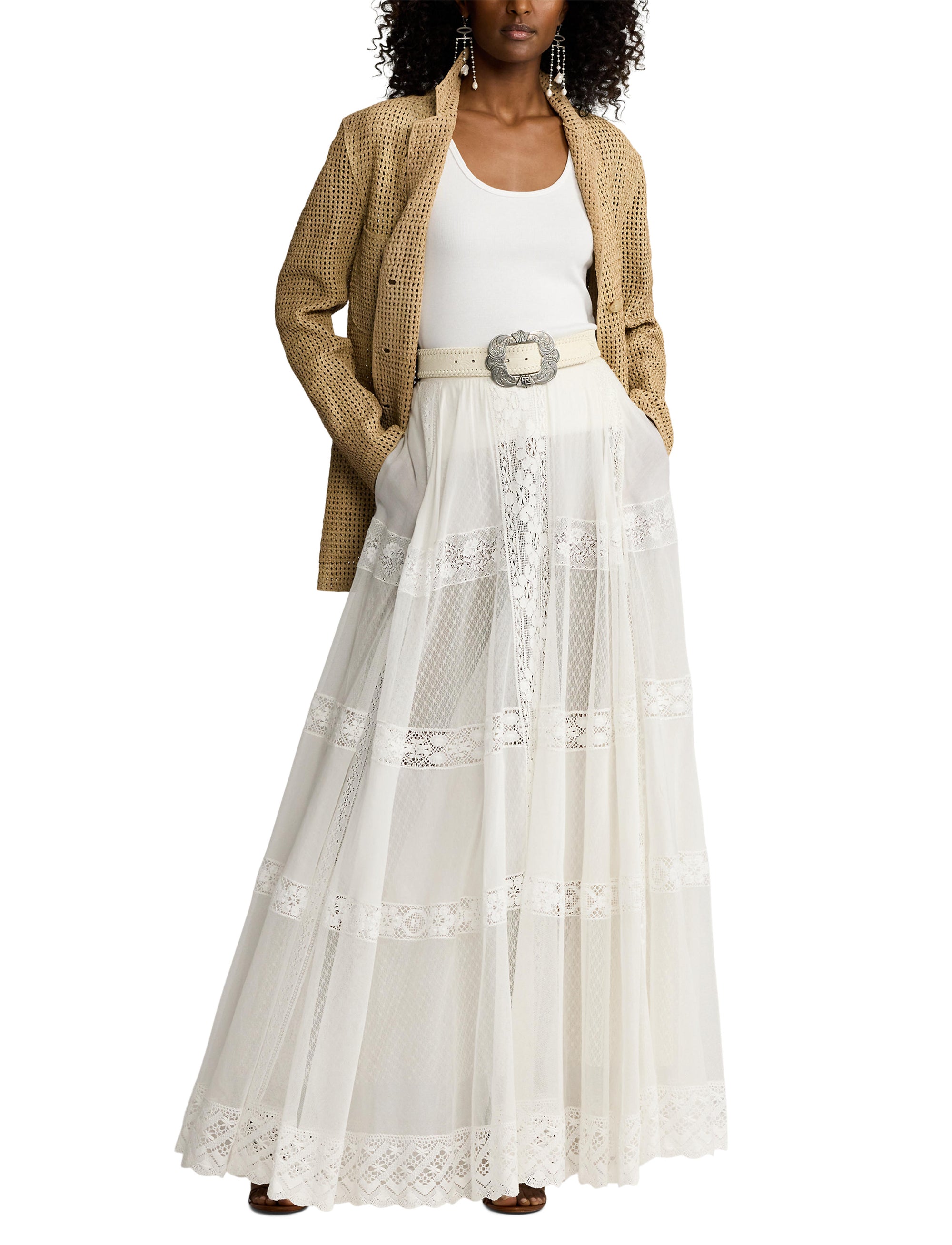 Ceinture à boucle en cuir gauffré - Lux Cream