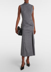 Robe midi texturée en soie - Silver Grey