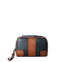 Stepan zipped pouch - Ocean Blue & Cuoio