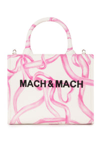 Riviera small shopping bag with ribbon motif - Pink