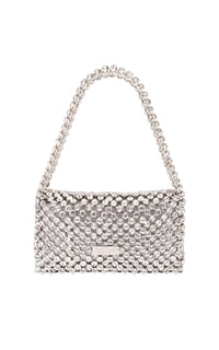 Small silk & rhinestone shoulder bag - Cristal Grey