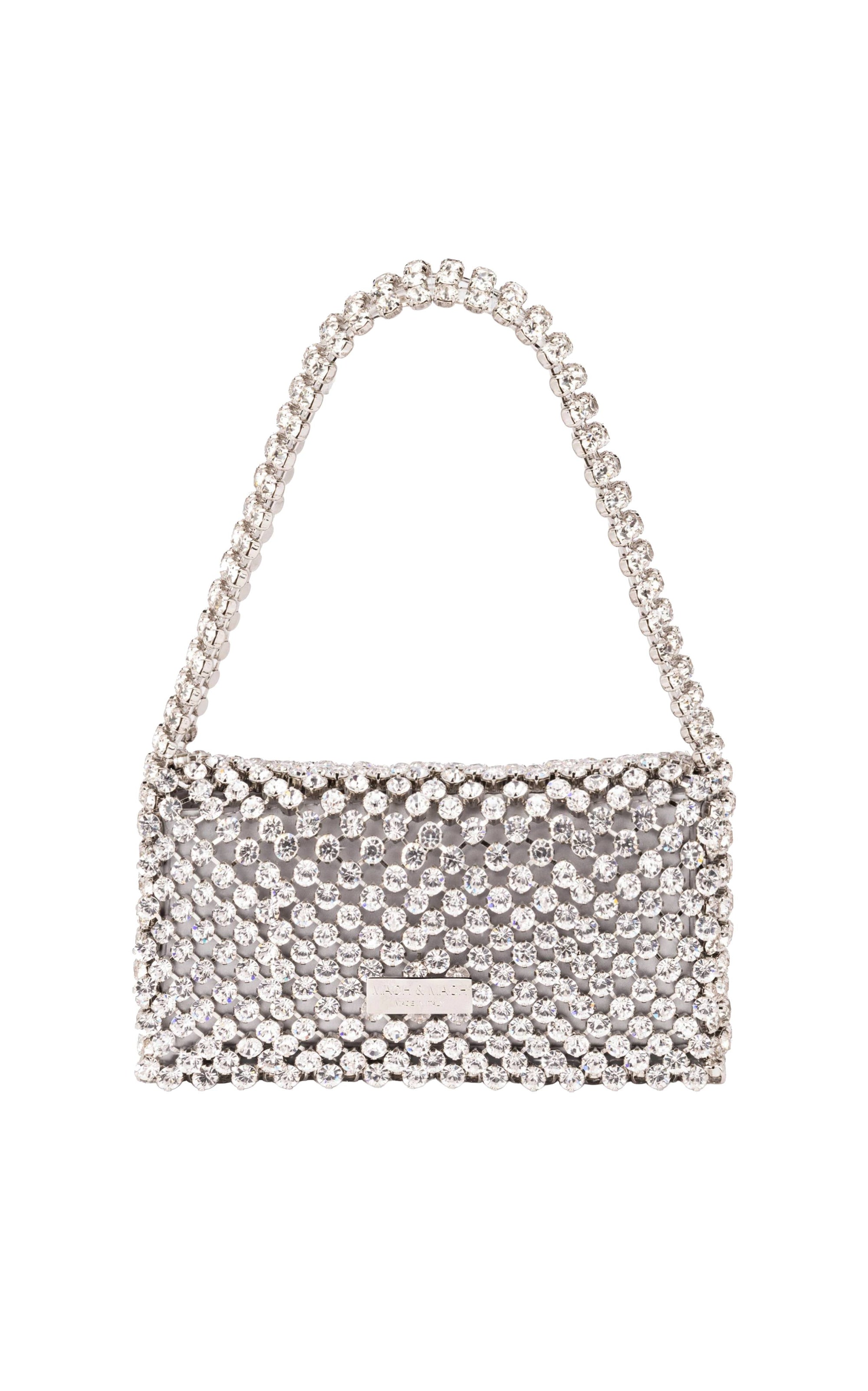 Small silk & rhinestone shoulder bag - Cristal Grey
