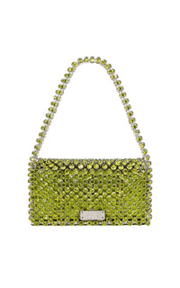 Small silk & rhinestone shoulder bag - Green