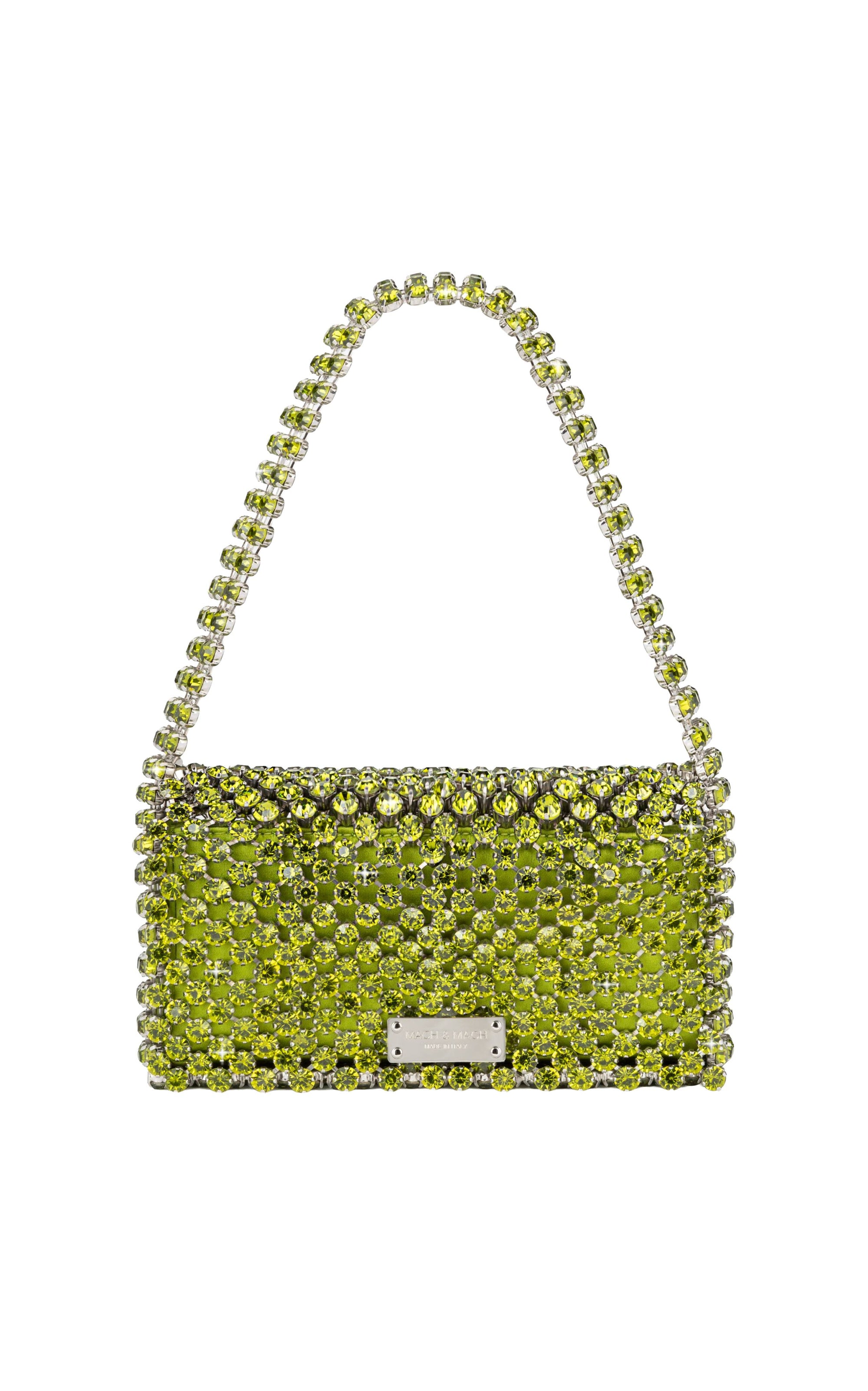 Small silk & rhinestone shoulder bag - Green