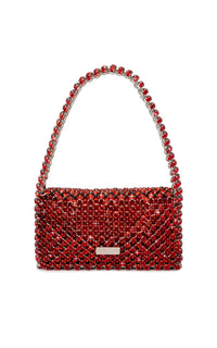 Small silk & rhinestone shoulder bag - Light Siam