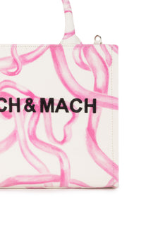 Riviera small shopping bag with ribbon motif - Pink