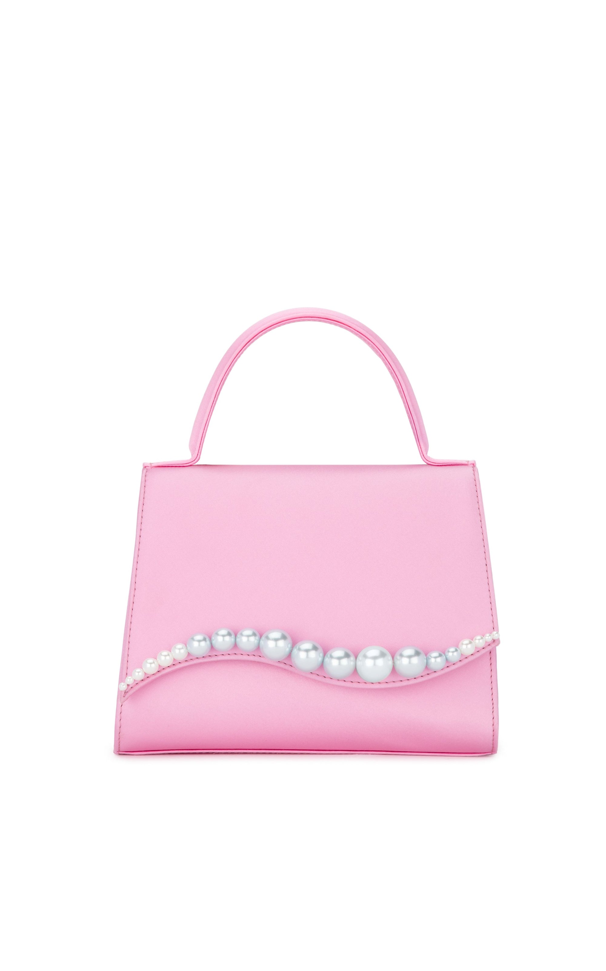 Small silk & pearl Sirène handbag - Pink