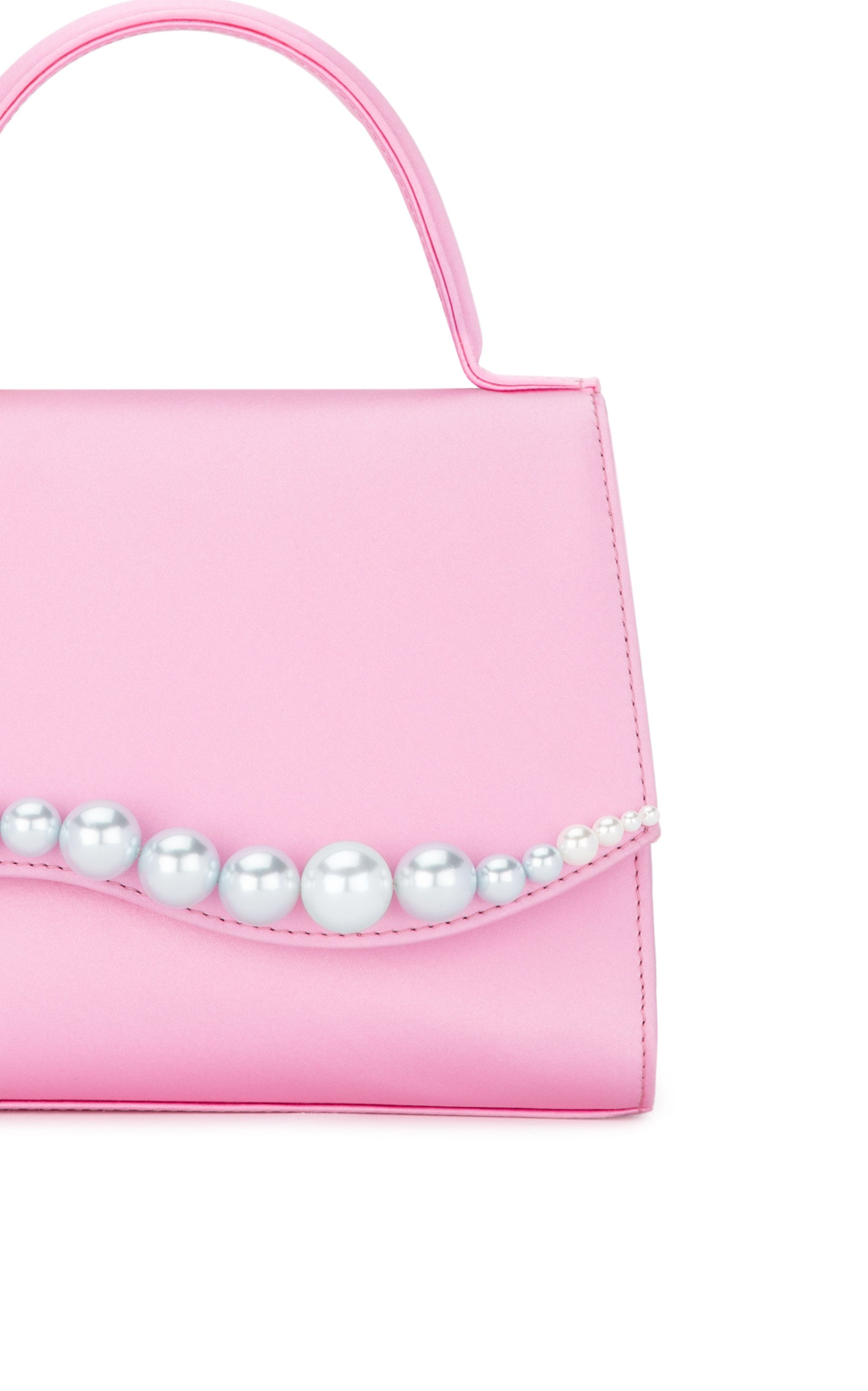 Small silk & pearl Sirène handbag - Pink