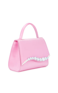 Small silk & pearl Sirène handbag - Pink