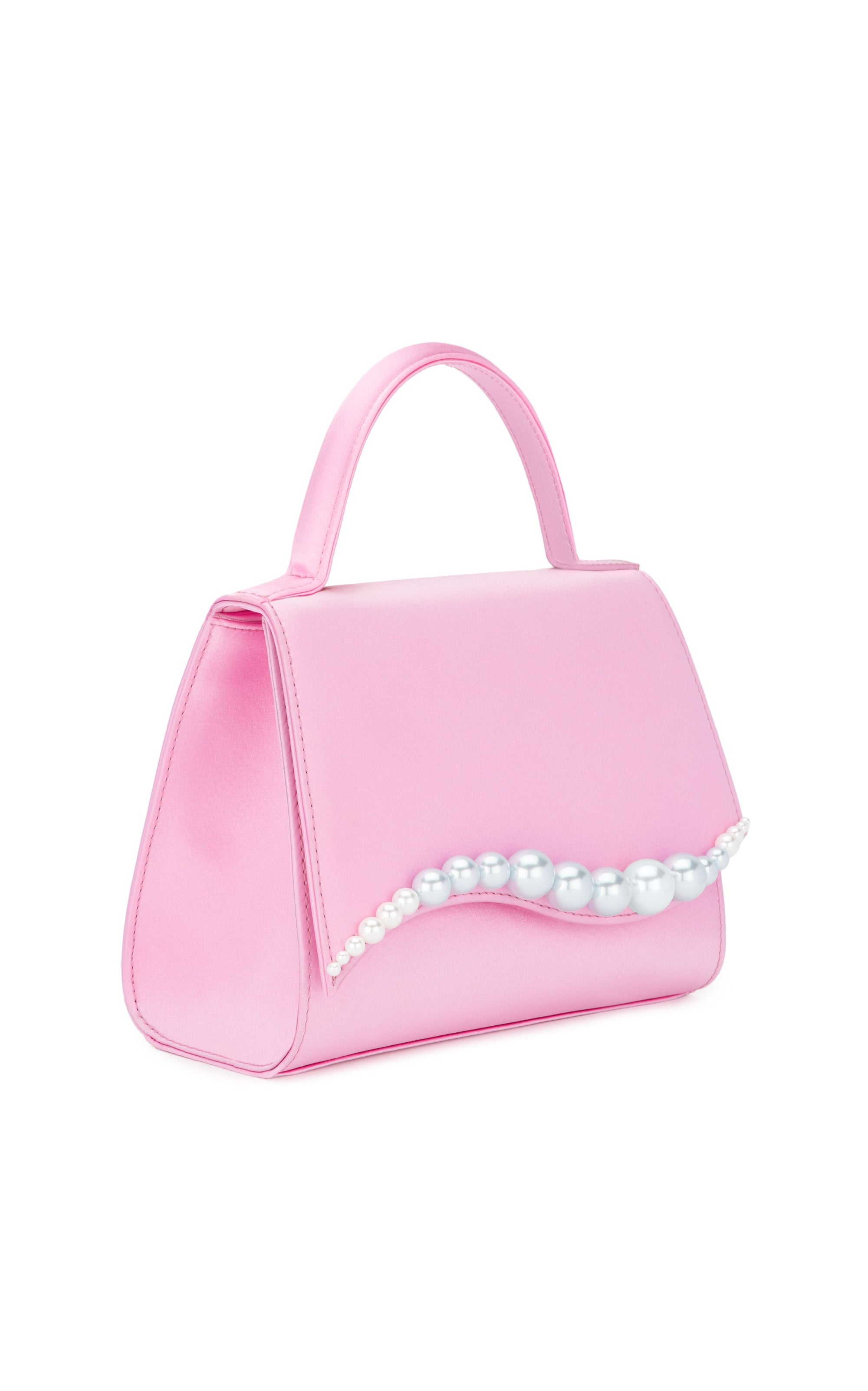 Small silk & pearl Sirène handbag - Pink