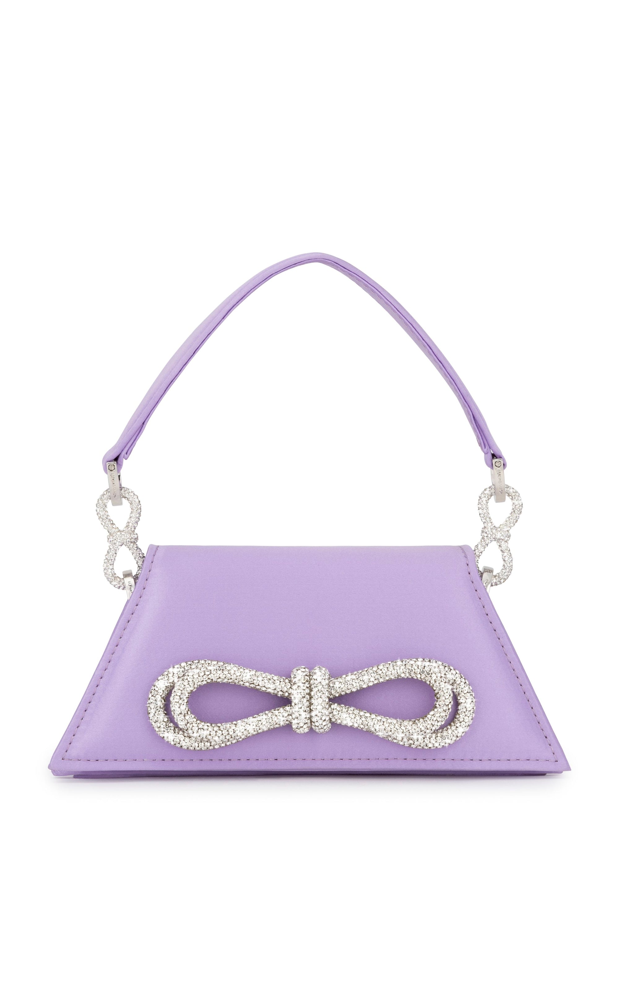Small Double Bow handbag in silk & strass - Lavender