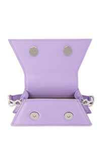 Small Double Bow handbag in silk & strass - Lavender