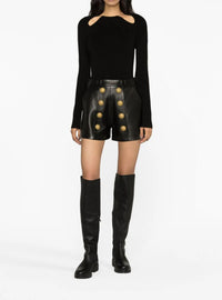 High-waisted leather shorts - Black