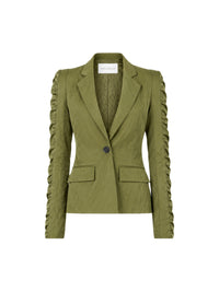 Blazer à manches froncées en laine - Kaki