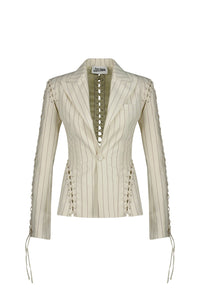 Blazer Flower à lacets en laine - Écru & Brique
