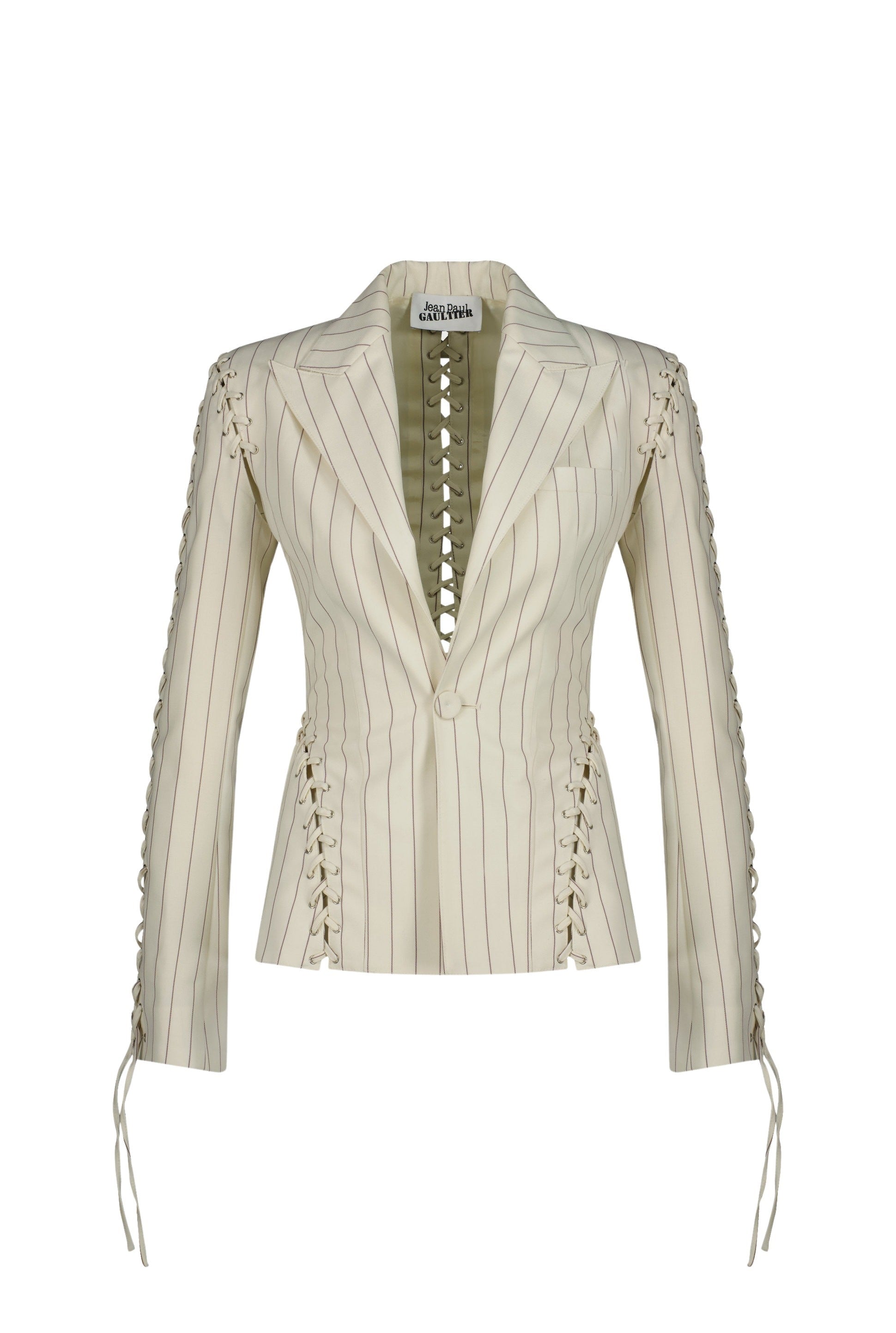 Blazer Flower à lacets en laine - Écru & Brique