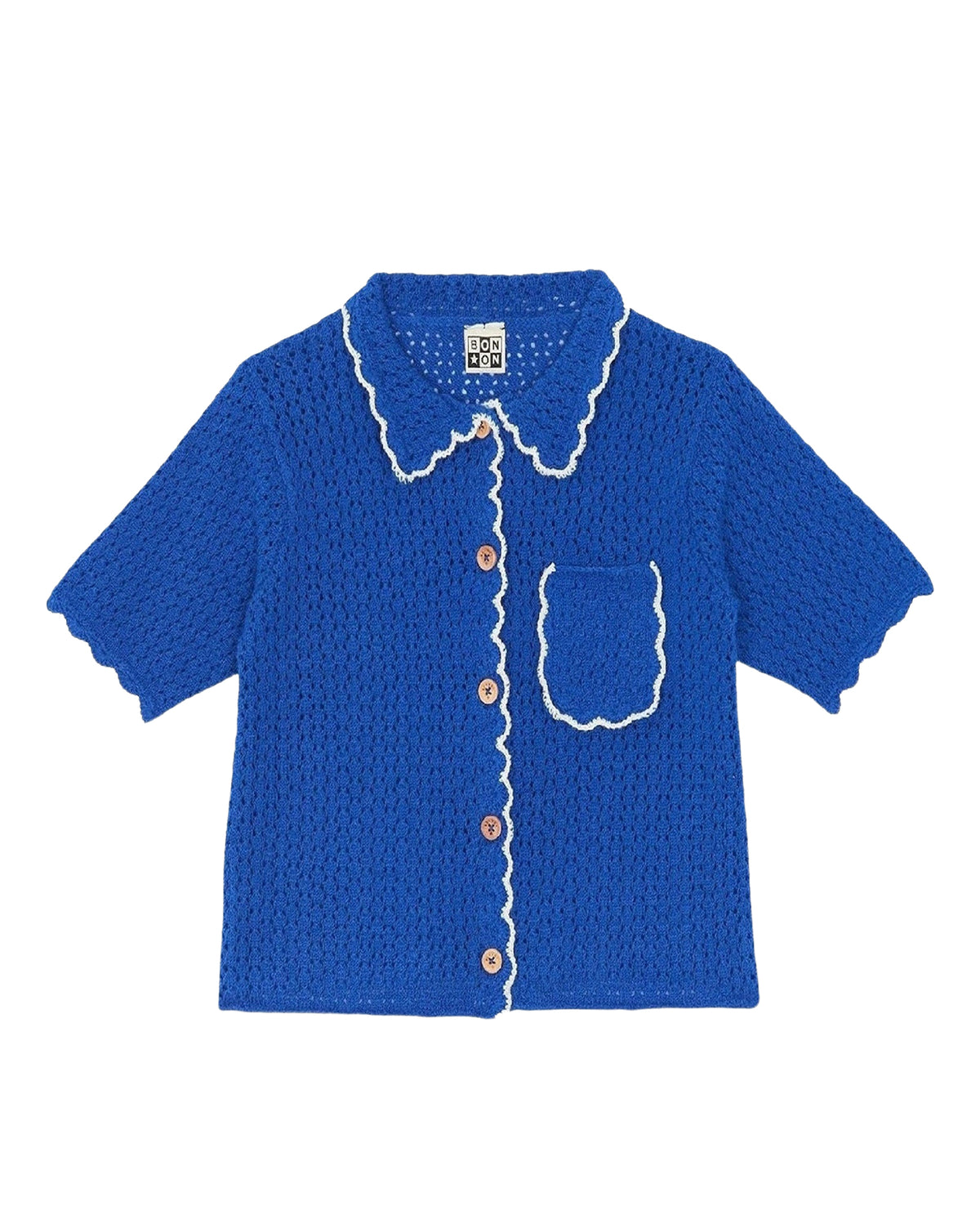 Cardigan Lanza en crochet en coton - Bleu Fou