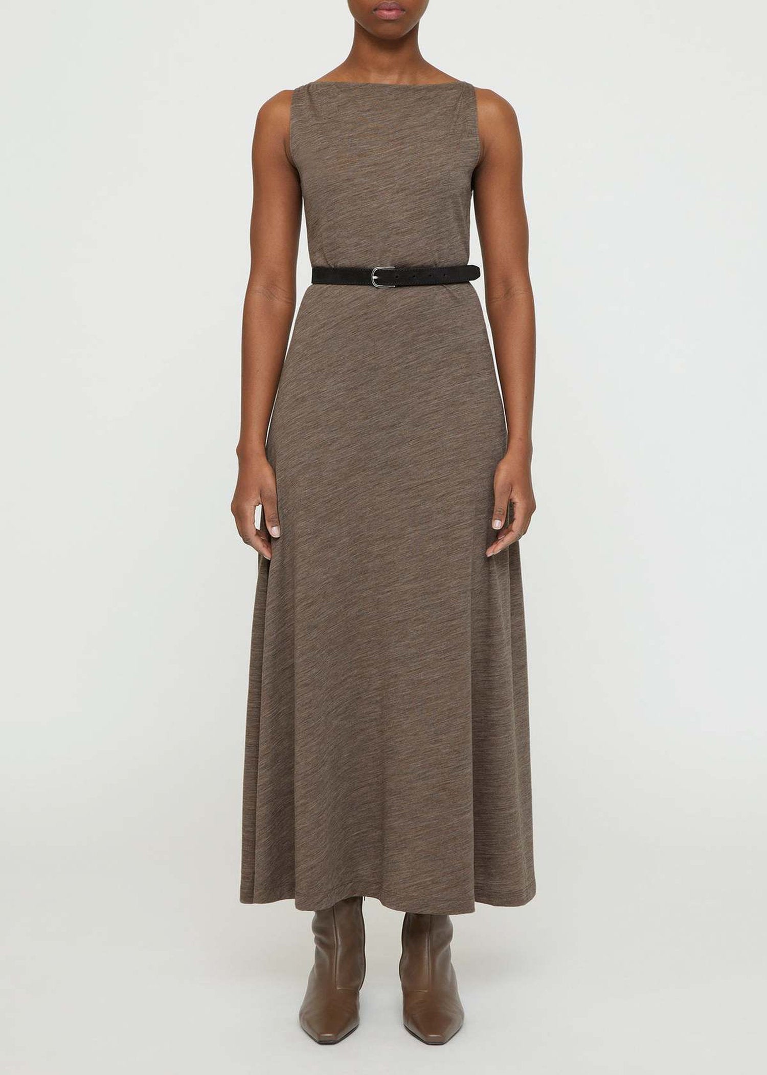 Robe midi à col bateau en laine - Oat Melange