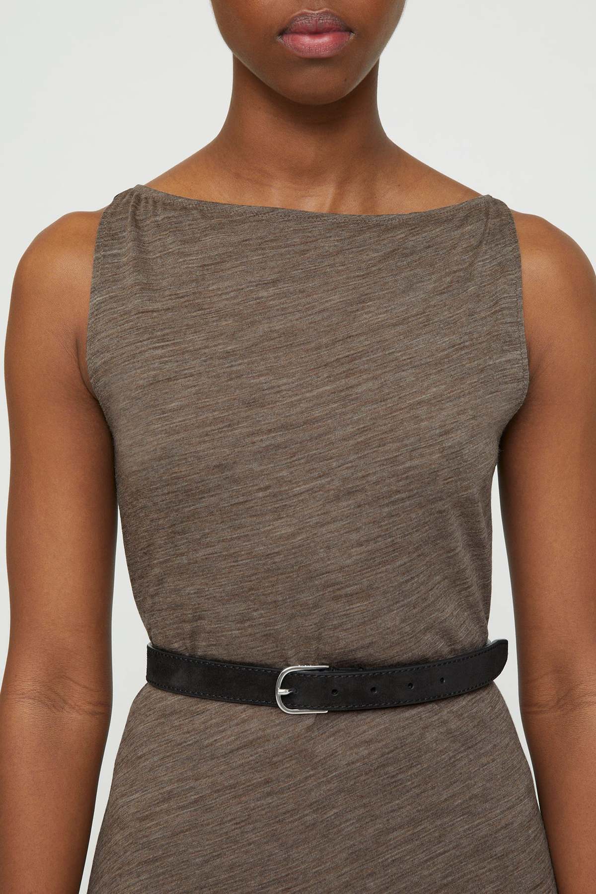 Robe midi à col bateau en laine - Oat Melange