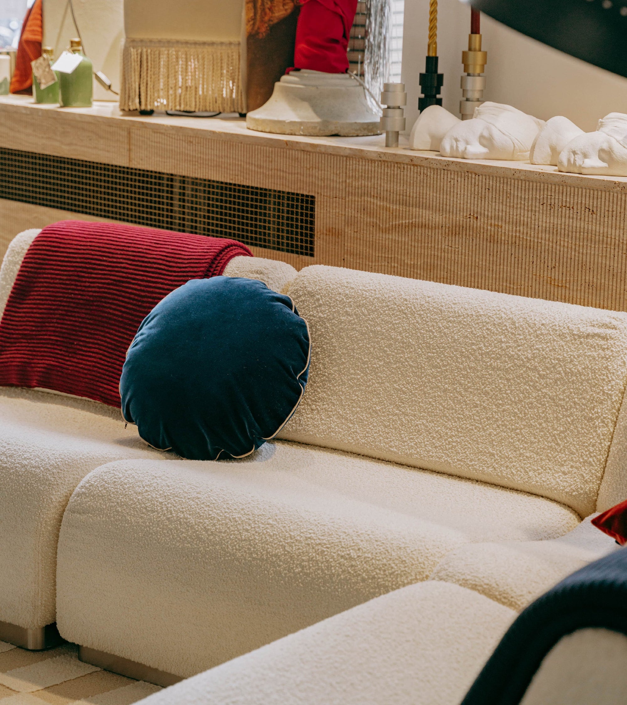 Coussin Bomboloni en velours - Bleu marine