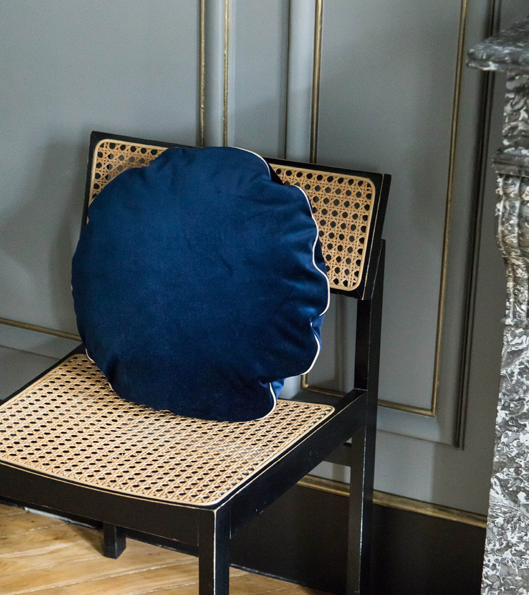 Coussin Bomboloni en velours - Bleu marine