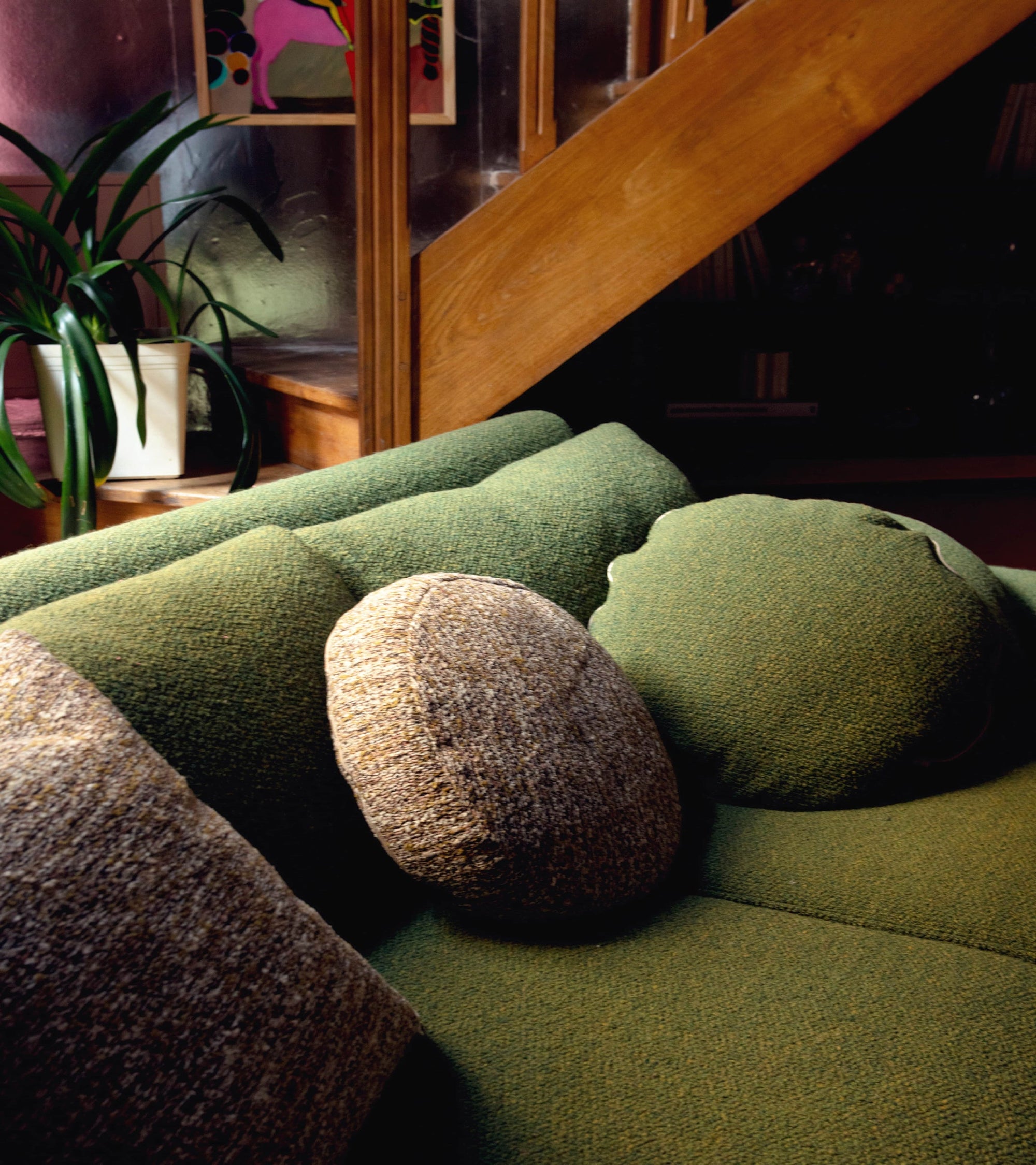 Coussin Bomboloni en laine bouclée - Vert