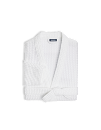 Peignoir en coton nid d'abeille - Blanc