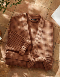 Peignoir en coton nid d'abeille - Caramel