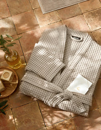 Peignoir en coton nid d'abeille - Sable