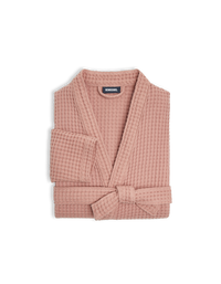 Peignoir en coton nid d'abeille - Vieux Rose