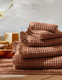 Drap de bain en coton nid d'abeille - Caramel