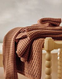 Drap de bain en coton nid d'abeille - Caramel