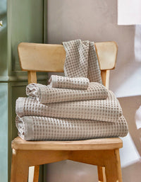 Serviette de toilette en coton nid d'abeille - Sable